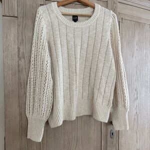 Crew neck open weave sleeve sweater